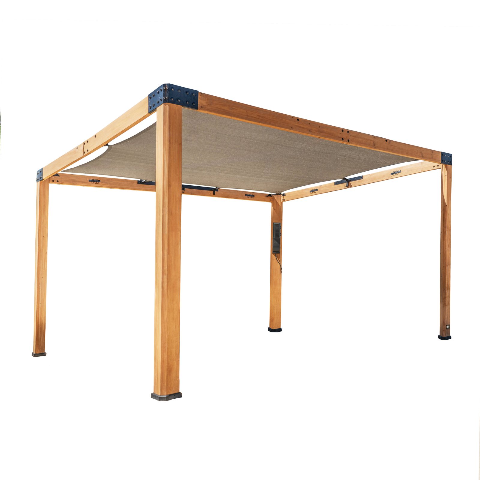 12×10 Brendan Cedar Wood Sail Shade Pergola with PowerPort™ – Medium Brown