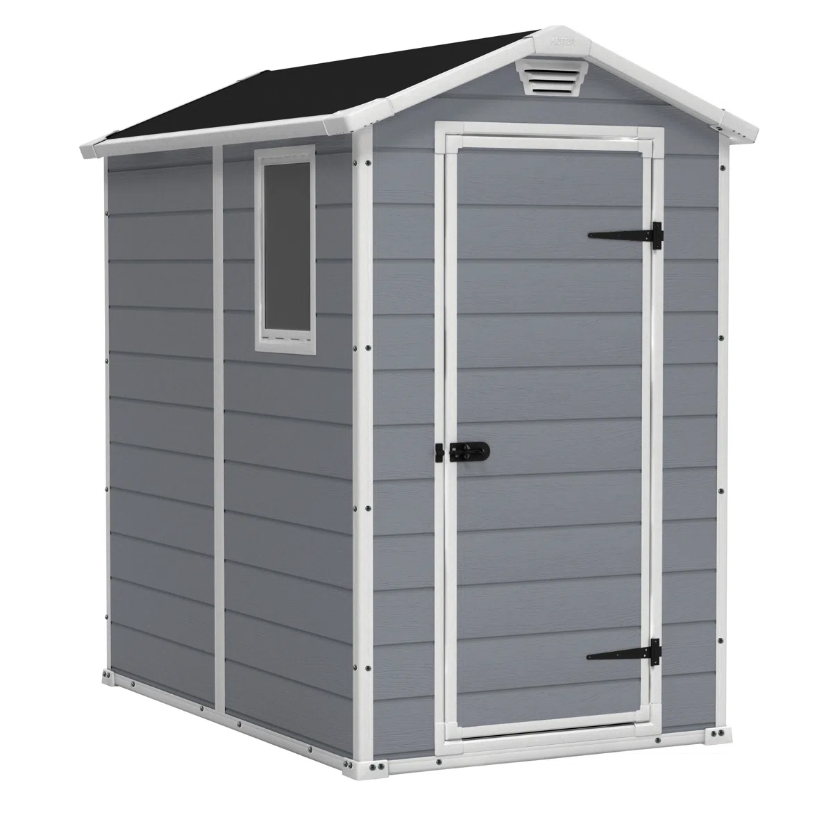 Keter Manor 4x6 ft. Durable Resin Outdoor Storage Shed with Floor and Double Doors – Grey