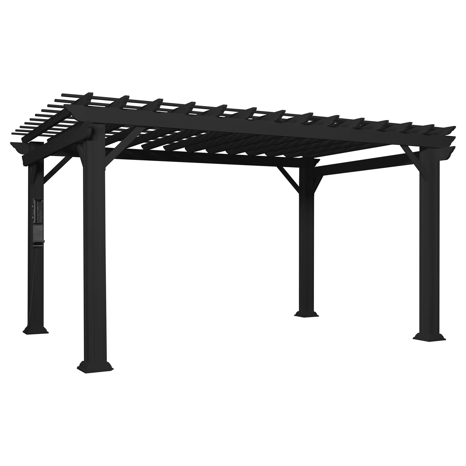 12×10 Stratford Traditional Steel Pergola with Sail Shade Soft Canopy – Black Finish