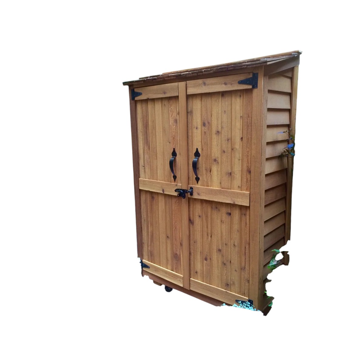 4 ft. W x 2 ft. D Garden Chalet Cedar Wood Tool Shed with Double Doors & Shelving